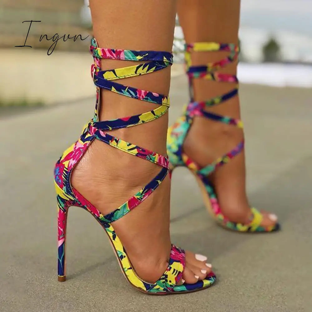 Ingvn - Lace-Up Closure Single Sole Heels