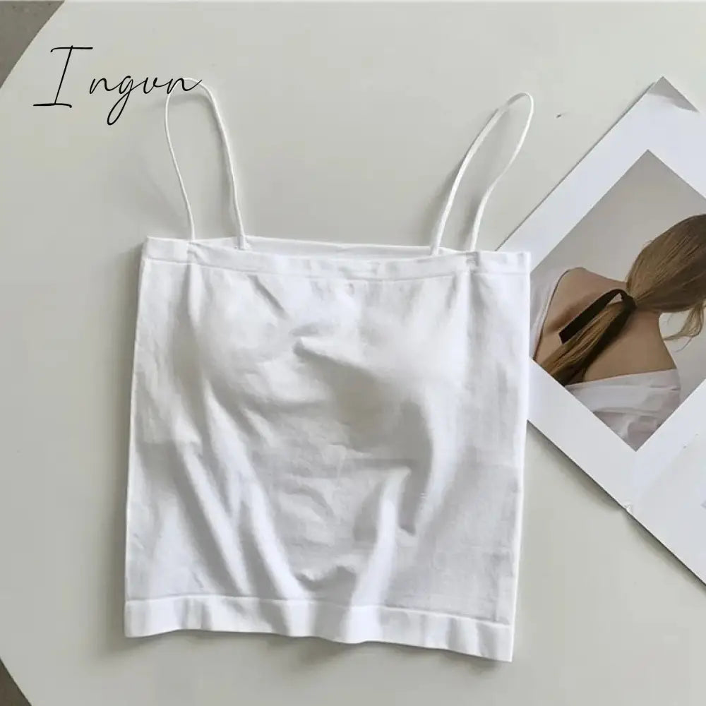 Ingvn - 2023 Summer Women's Camisole Sexy Padded Tank Tops Sleeveless Corset Top Female Lingerie Halter Thin Straps Camis Built-in Bra