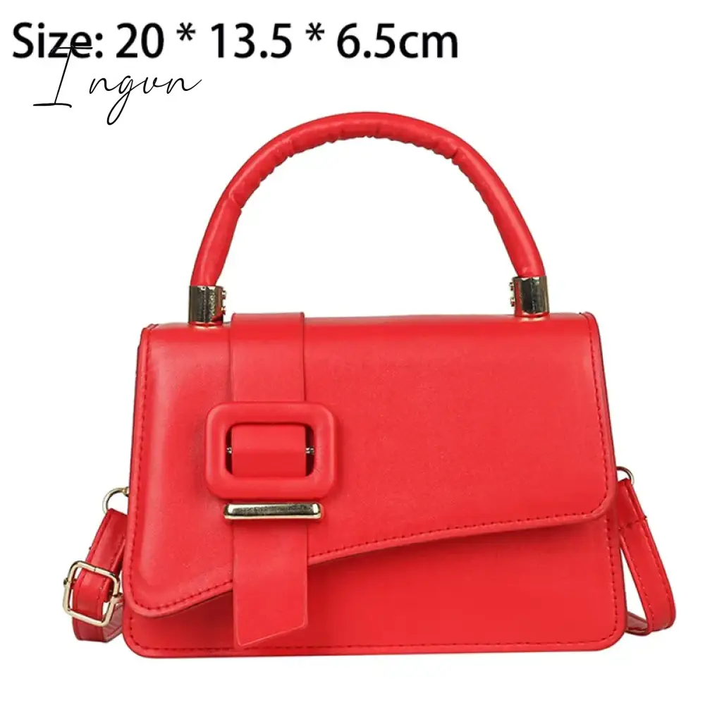 Ingvn - 1Pcs PU Leather Women's Handbags Luxury Designer Female Shoulder Bag 2023 New Fashion Candy Color Small Square Bag Messenger Bag