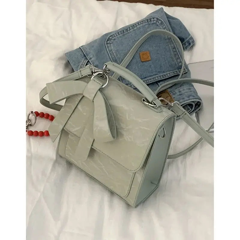 Ingvn  Bow Womens Backpack Sweet College Style Fashion Small Square Backpacks Casual Cute Literary All-match Aesthetic Female Bag