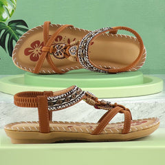 Sandals Women Summer 2026 luxury crystal ladies Open toe Walking shoes printing Soft Elastic Band outdoor Holiday dress shoes