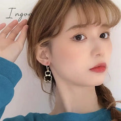 New Fashion Cute Hollow Bow Bear Earrings for Women Exquisite Alloy Earrings Personality Cool Party Jewelry Gifts
