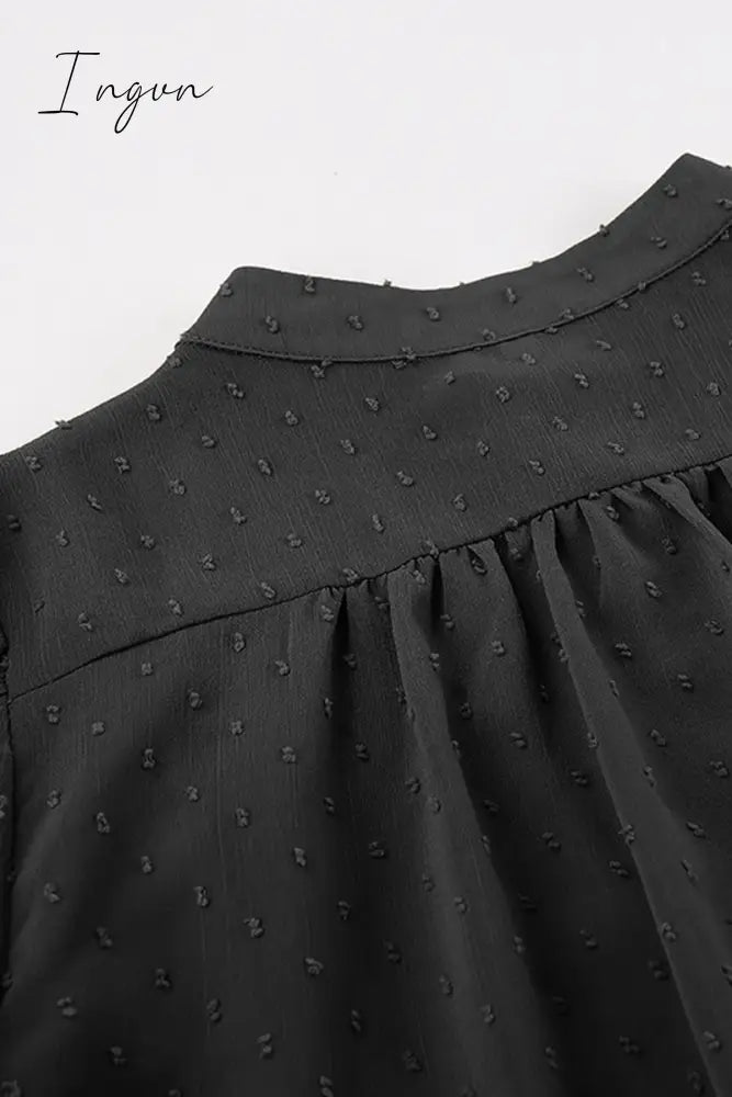 Ingvn - Sweet Elegant Solid Flounce Mandarin Collar Blouses(3 Colors)