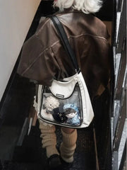 Ingvn  Japanese Cute Itabag Large Capacity Sweet Kawaii Shoulder Bag for Women Pu Leather High Street Spice Girls Zip Handbags