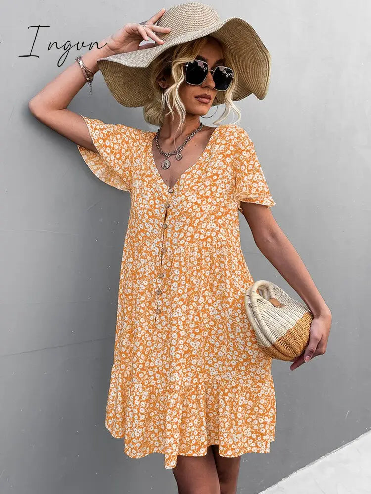 Ingvn - Hot Sale Spring Summer V Neck Dresses