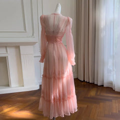 Fashion Women Dress Long Sleeve Round Neck Lace Perspective Female Summer Party Dresses New Tide 3QW1324