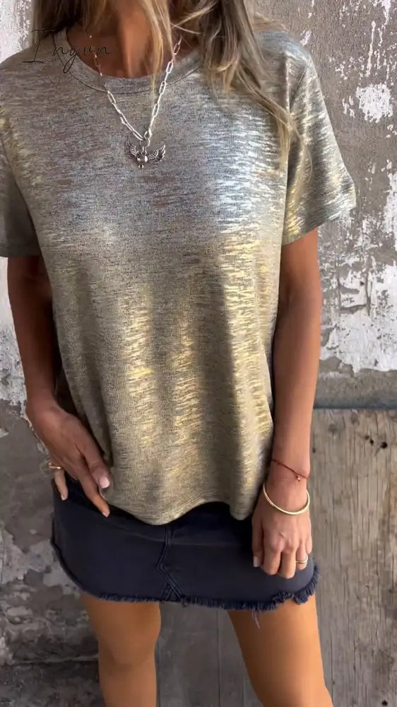 Hot Stamping Short-Sleeved T-Shirt