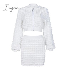 Ingvn - 2 Piece Sets Skirts For Women 2023 Long Sleeve Solid Pencil Skirt Open Umbilical Zip