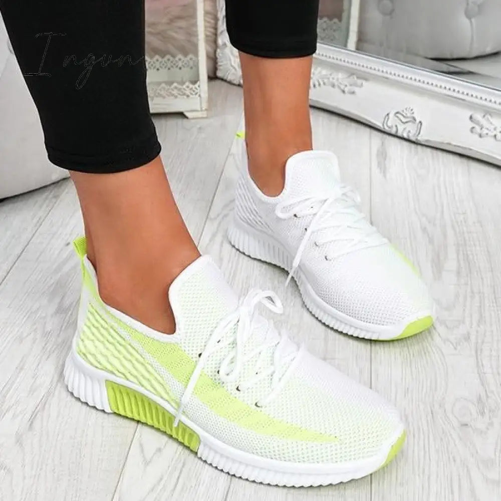 Ingvn - Breathable Lightweight Lace-Up Sneakers Green / 5