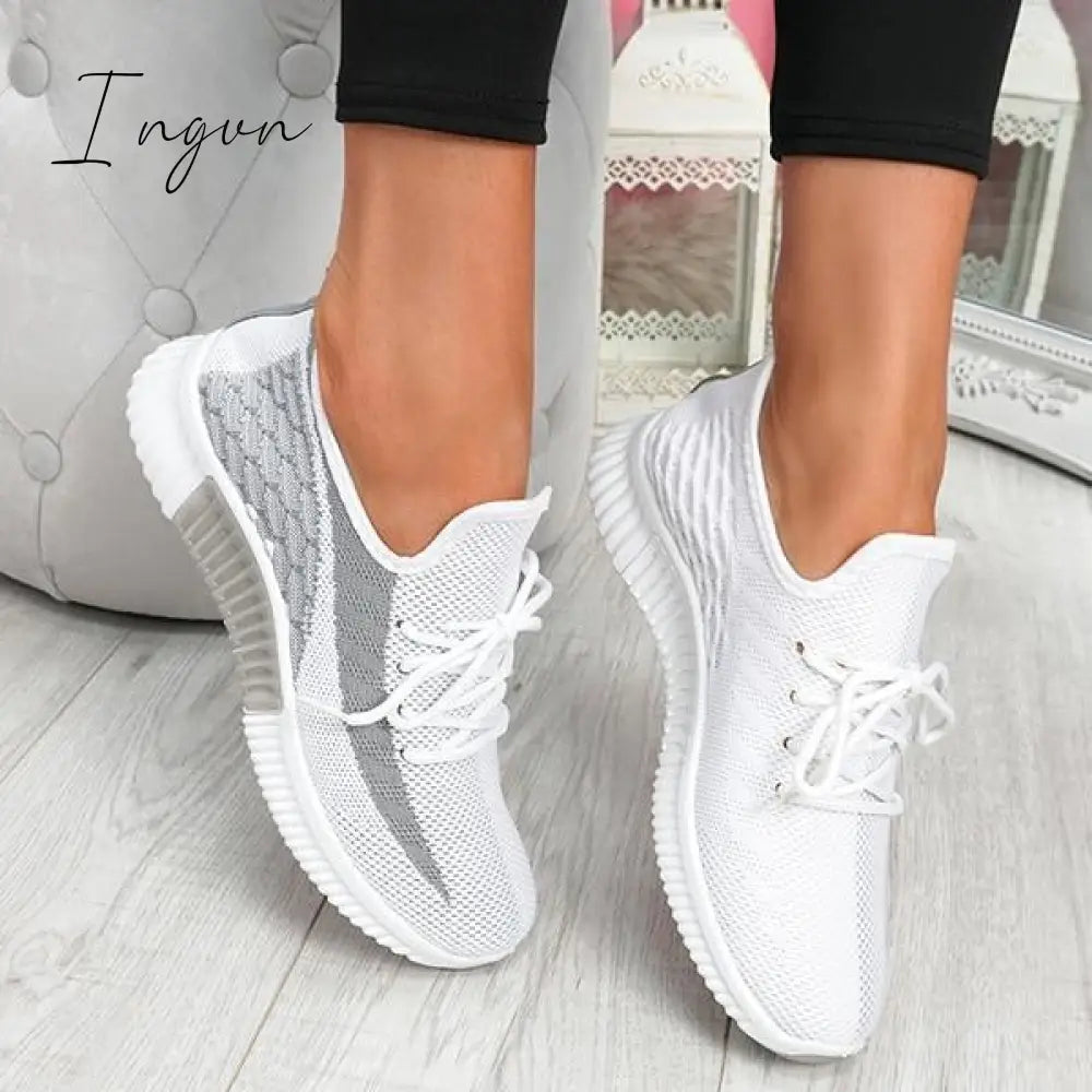 Ingvn - Breathable Lightweight Lace-Up Sneakers Grey / 5