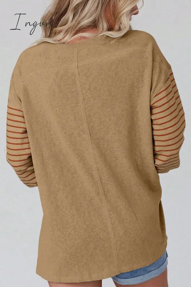 Ingvn - Casual Color Block Contrast O Neck Tops Tops/Long Sleeve
