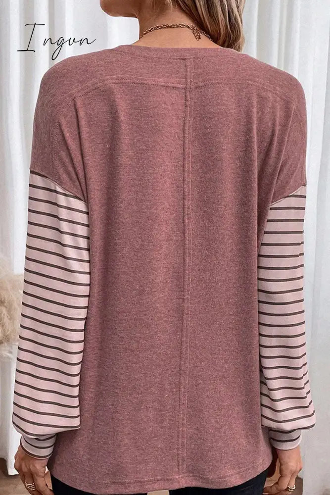 Ingvn - Casual Color Block Contrast O Neck Tops Tops/Long Sleeve
