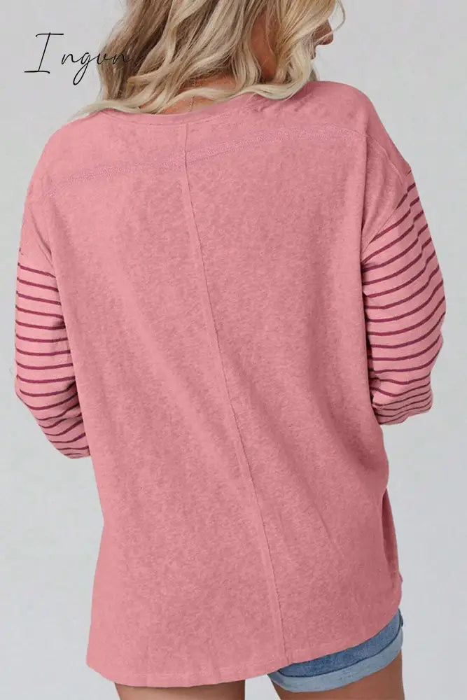 Ingvn - Casual Color Block Contrast O Neck Tops Tops/Long Sleeve