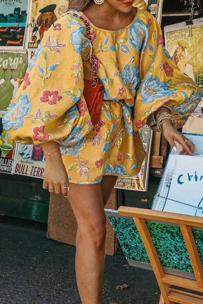 Ingvn - Casual Floral Patchwork O Neck Dresses Dresses/Short
