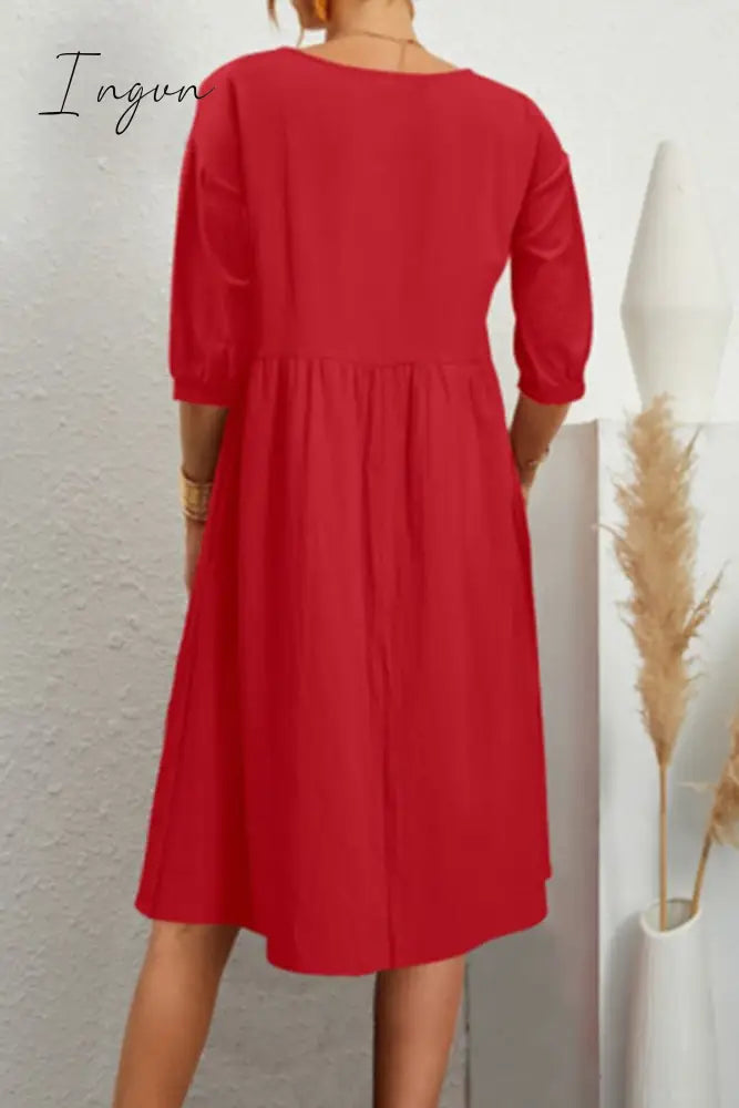 Ingvn - Casual Simplicity Solid Color O Neck A Line Dresses(8 Colors) Dresses/Casual Dresses