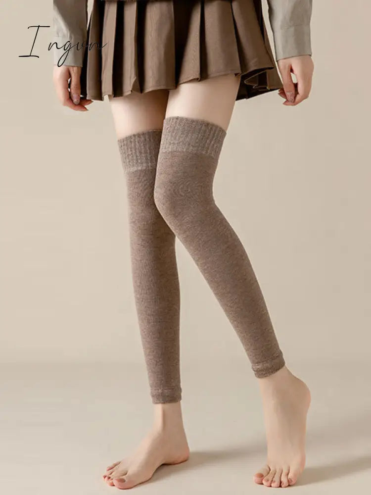 Ingvn - Casual Skinny Keep Warm Solid Color Leg Warmers Accessories Light Coffee / One_Size Warmers