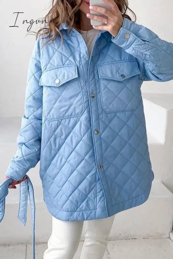 Ingvn - Casual Solid Bandage Patchwork Turndown Collar Outerwear Outerwear/Blazer & Suits &Jacket