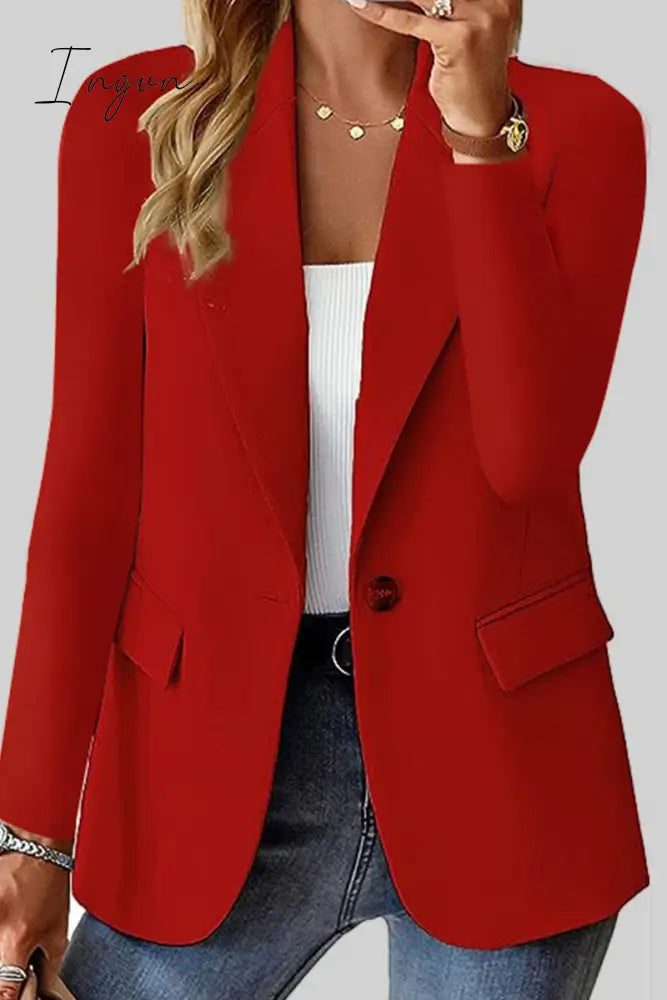 Ingvn - Casual Solid Cardigan Turn-Back Collar Outerwear Outerwear/Suit Jacket