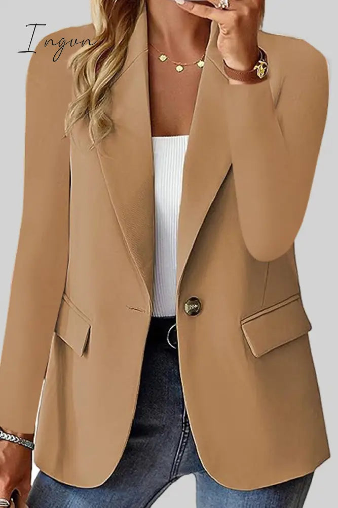 Ingvn - Casual Solid Cardigan Turn-Back Collar Outerwear Outerwear/Suit Jacket