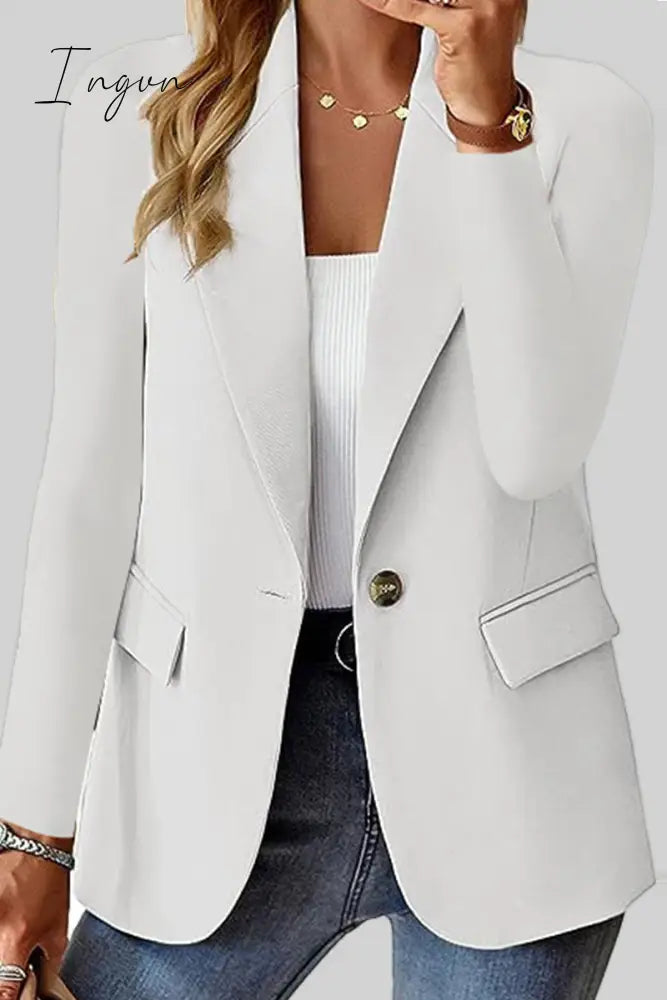 Ingvn - Casual Solid Cardigan Turn-Back Collar Outerwear Outerwear/Suit Jacket