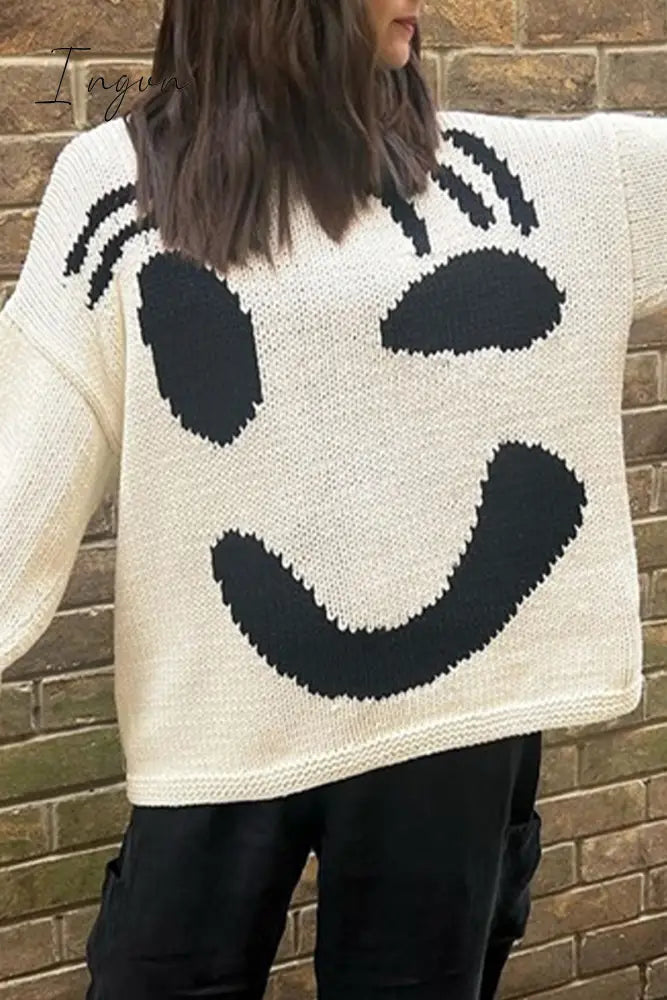 Ingvn - Casual Solid Contrast Weave O Neck Tops Tops/Sweaters & Cardigans