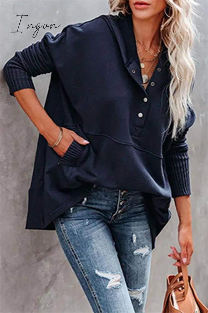 Ingvn - Casual Solid Pocket Buckle Hooded Collar Tops(14 Colors) Tops/Sweats & Hoodies