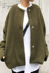 Ingvn - Casual Solid Pocket O Neck Outerwear Green / One Size Outerwear/Blazer & Suits &Jacket