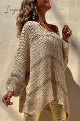 Ingvn - Casual Solid Weave V Neck Tops Tops/Sweaters & Cardigans