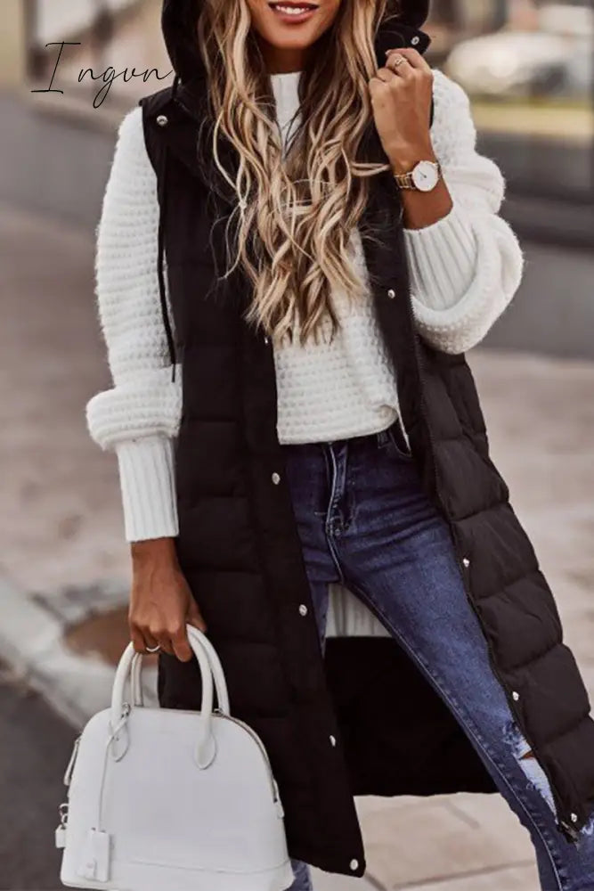 Ingvn - Casual Street Solid Zipper Mandarin Collar Tops Black / S Tops/Vests & Waistcoats