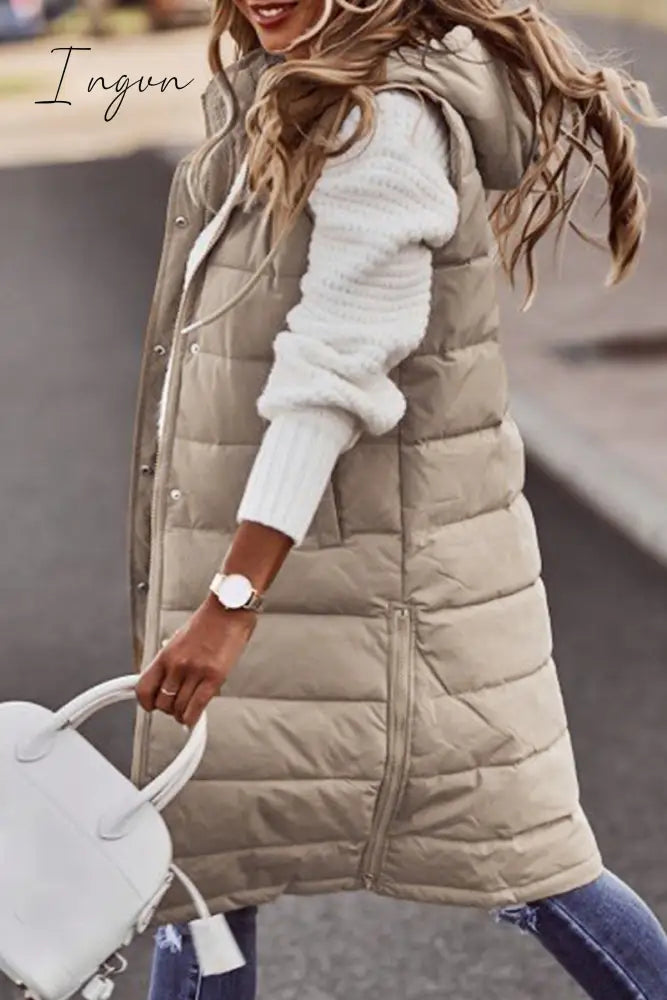 Ingvn - Casual Street Solid Zipper Mandarin Collar Tops Tops/Vests & Waistcoats