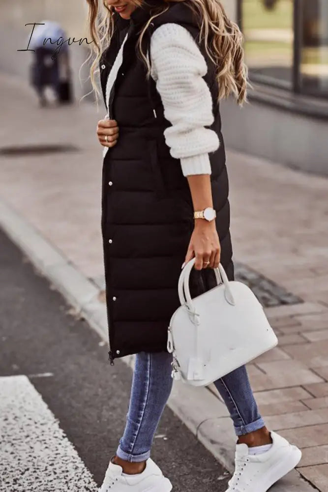 Ingvn - Casual Street Solid Zipper Mandarin Collar Tops Tops/Vests & Waistcoats