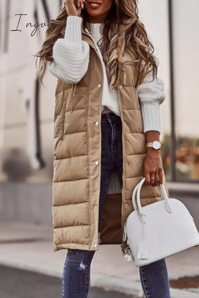 Ingvn - Casual Street Solid Zipper Mandarin Collar Tops Tops/Vests & Waistcoats