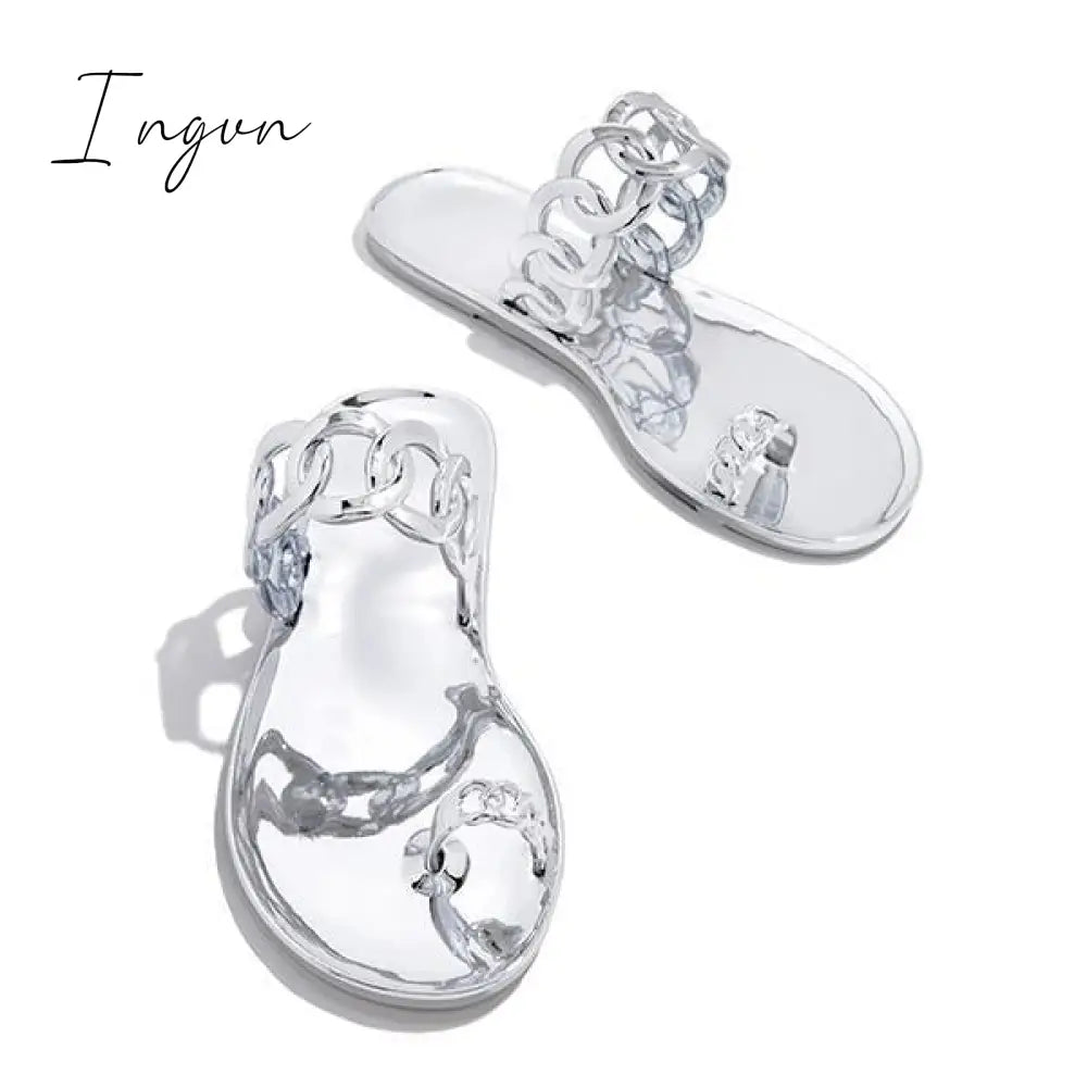 Ingvn - Casual Toe Loop Detailing Jelly Slippers