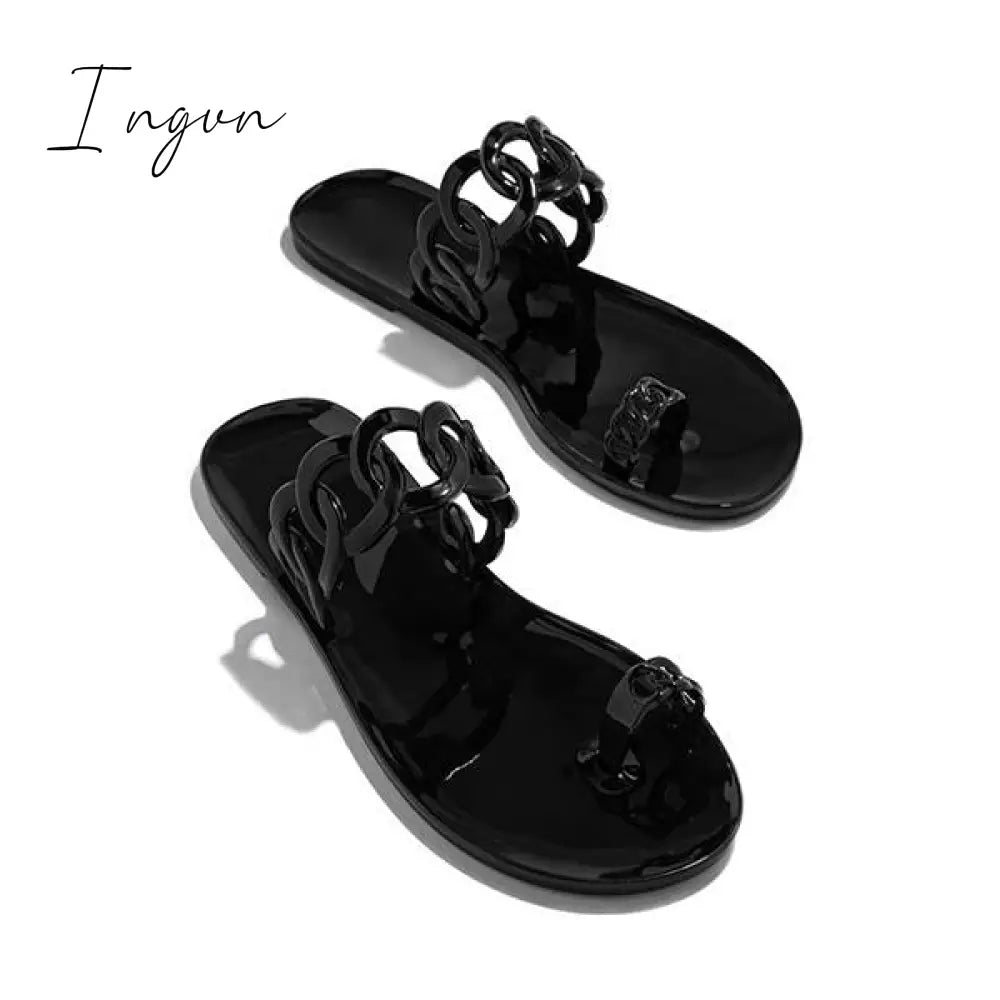 Ingvn - Casual Toe Loop Detailing Jelly Slippers