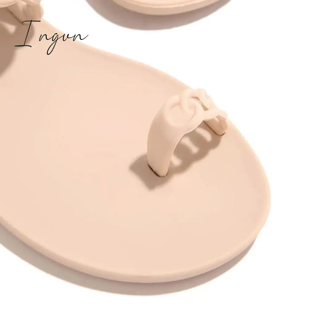 Ingvn - Casual Toe Loop Detailing Jelly Slippers