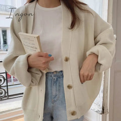 Ingvn - Colorfaith New Winter Spring Women’s Sweaters V - Neck Buttons Cardigans Oversized