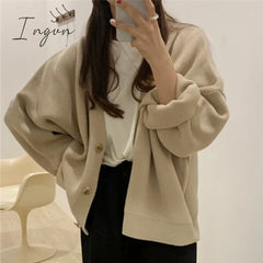 Ingvn - Colorfaith New Winter Spring Women’s Sweaters V - Neck Buttons Cardigans Oversized