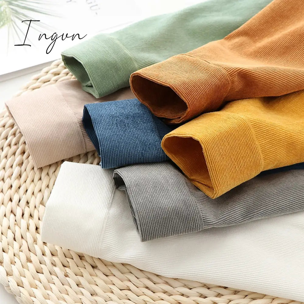 Ingvn - Corduroy Shirts Womens Tops And Blouses Long Sleeve Spring Ladies Solid Loose Boyfriend