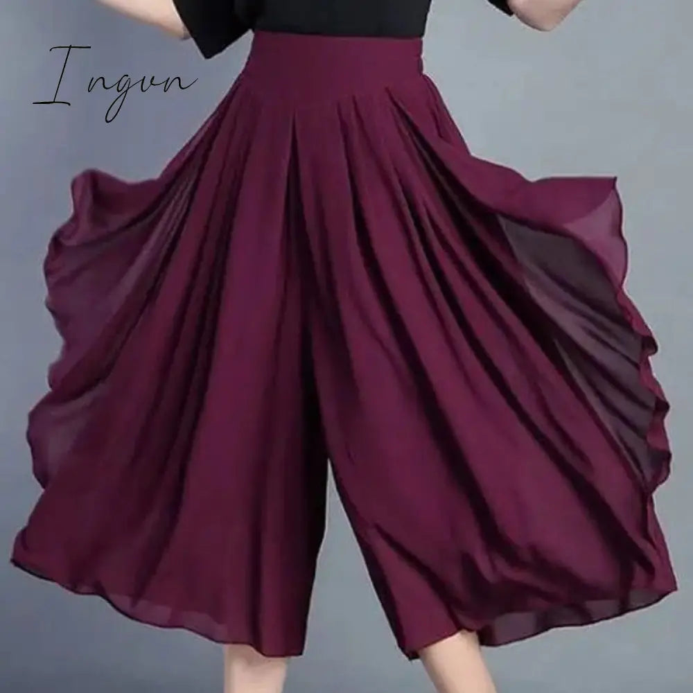 Ingvn - Elegant Fashion Elastic High Waist Folds Ruffles Pants Women’s 2023 New Office Lady