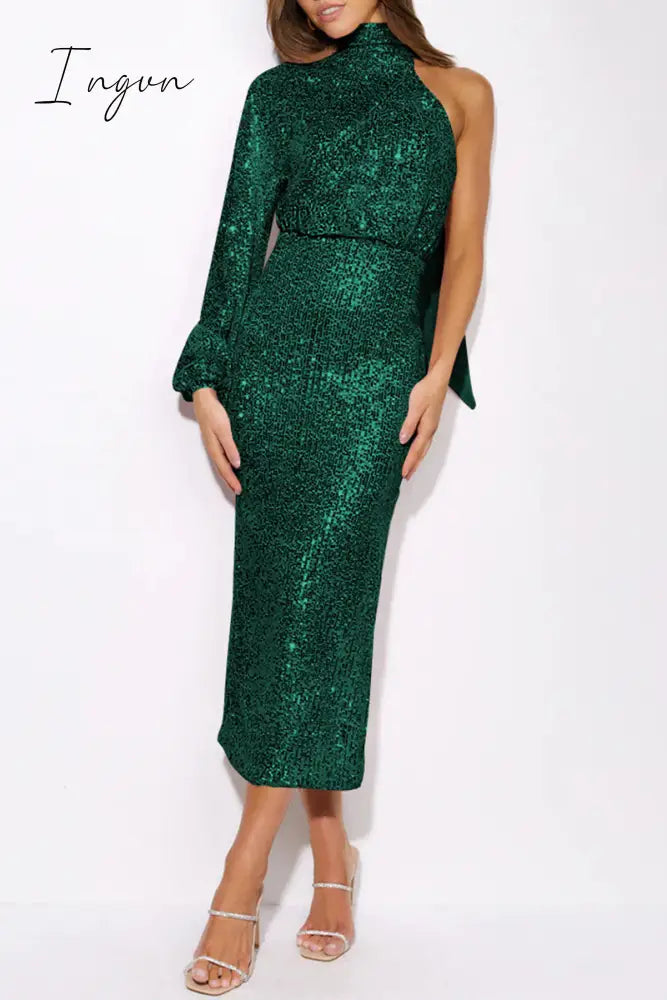 Ingvn - Elegant Formal Solid Sequins Slit Halter Evening Dress Dresses(6 Colors) Dresses/Party And