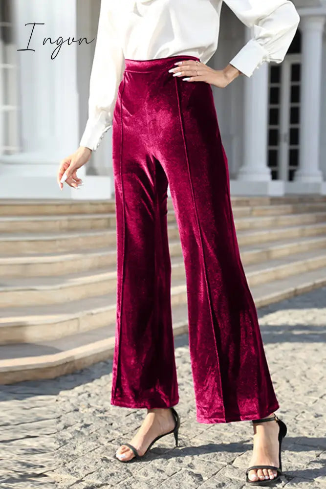 Ingvn - Elegant Solid Patchwork High Waist Speaker Color Bottoms(5 Colors) Bottoms/Pants