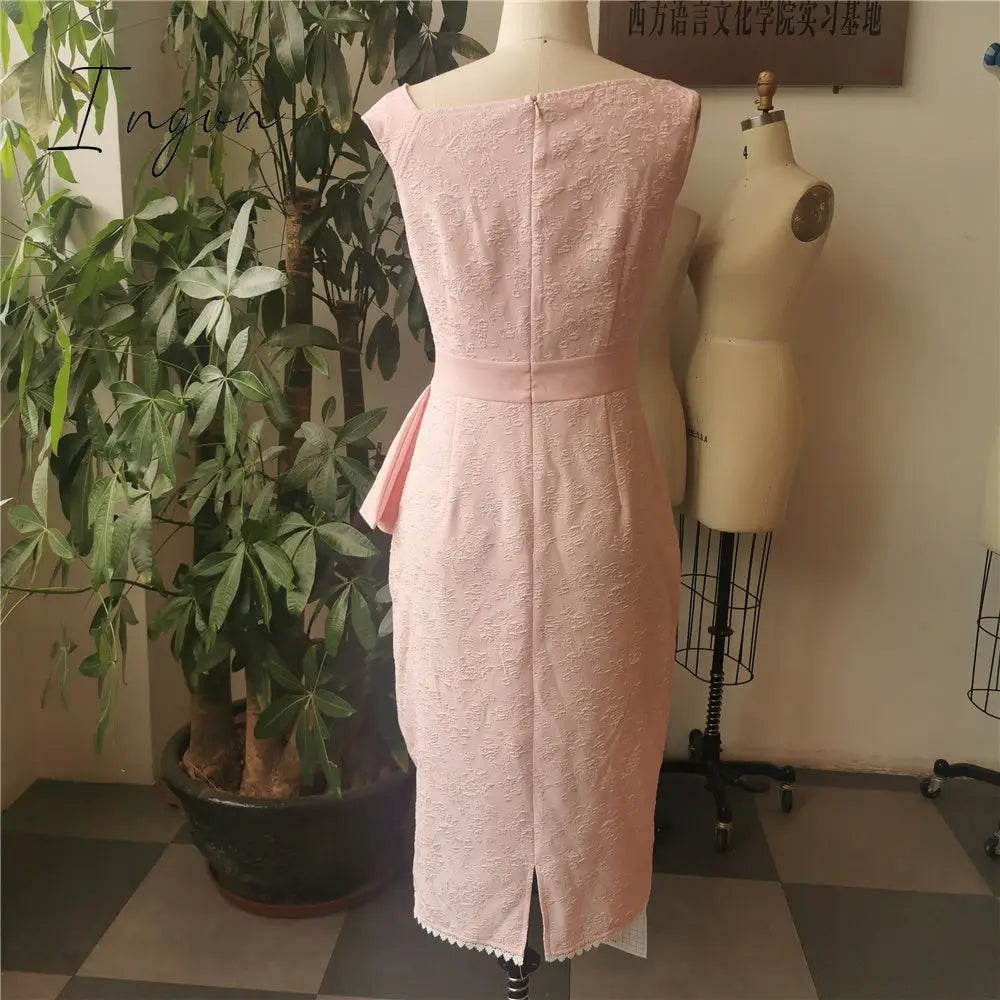 Ingvn - Evening Party Date Women White See Through Hollow Out Floral Lace Bodycon Dress Office Lady