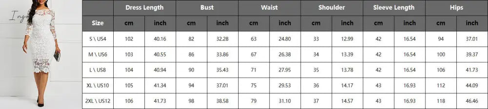 Ingvn - Evening Party Date Women White See Through Hollow Out Floral Lace Bodycon Dress Office Lady