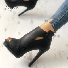 Ingvn - Fashion Peep Toe Cutout Thin Heels Sandals