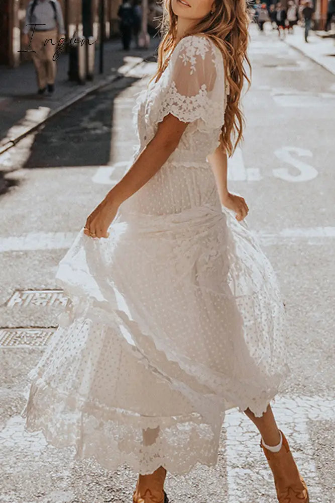 Ingvn - Fashion Sexy Solid Patchwork V Neck Princess Dresses Dresses/Maxi
