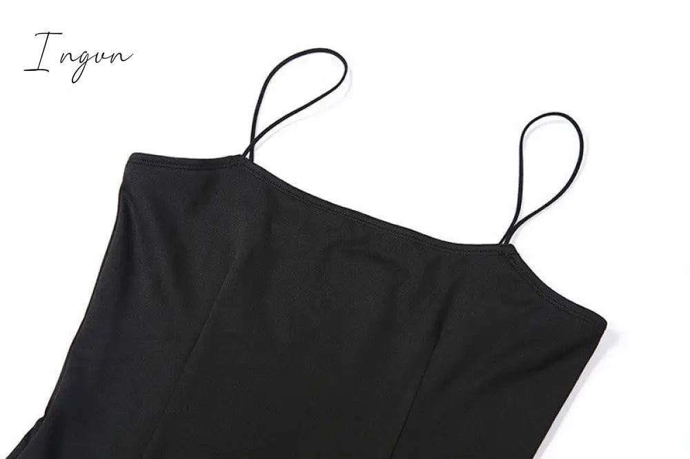 Ingvn - Fashion Trends Backless Sexy Strap Split Summer Dress Women Elastic Long Dresses Sleeveless
