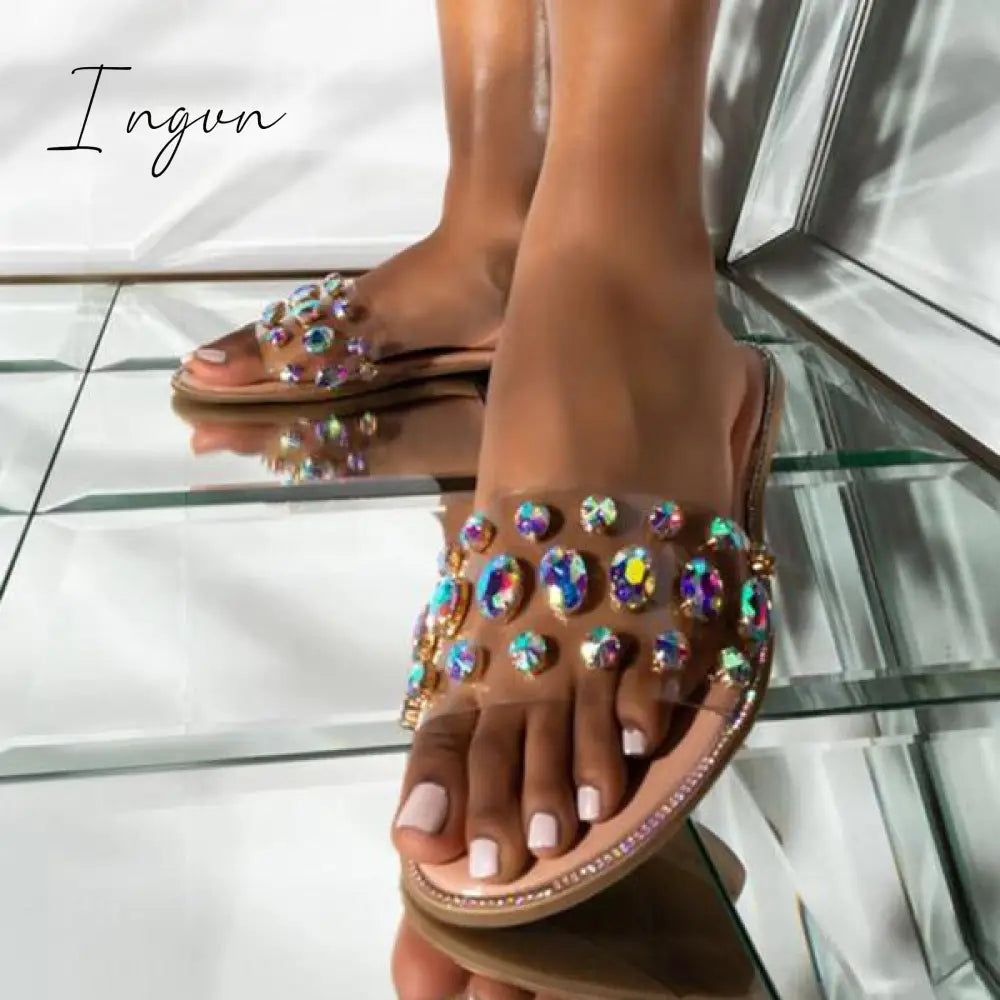Ingvn - Gem Slip-On Clear Strap Slippers