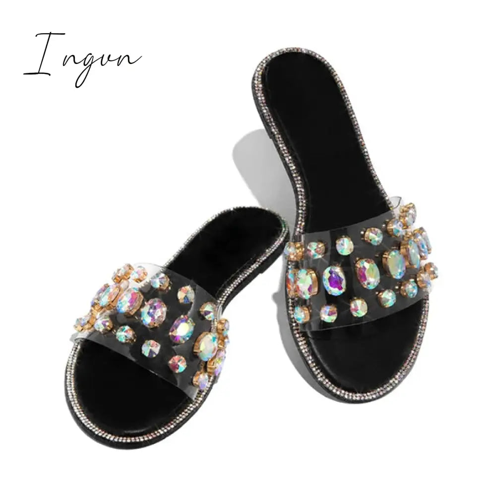 Ingvn - Gem Slip-On Clear Strap Slippers