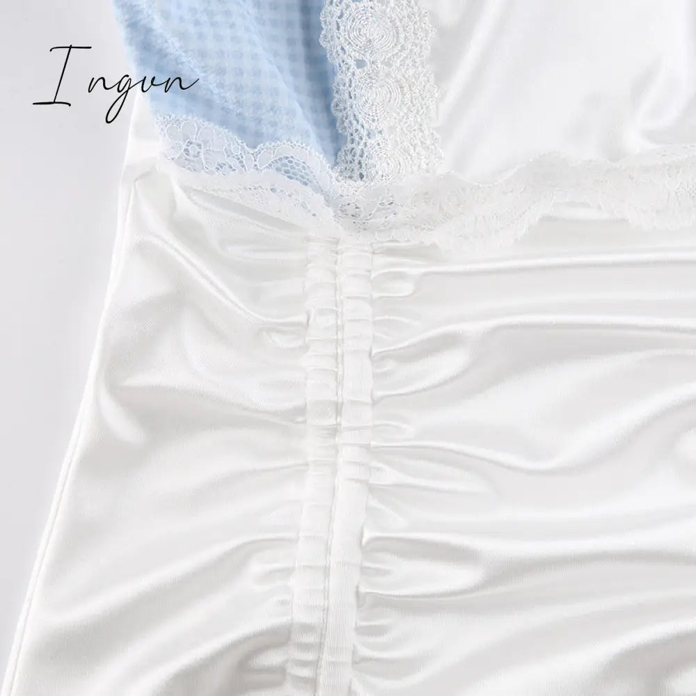 Ingvn - Gifts For Women Fashion Outfits Sexy Lace Hot Nightdress High Waist Mesh Drawstring Mini