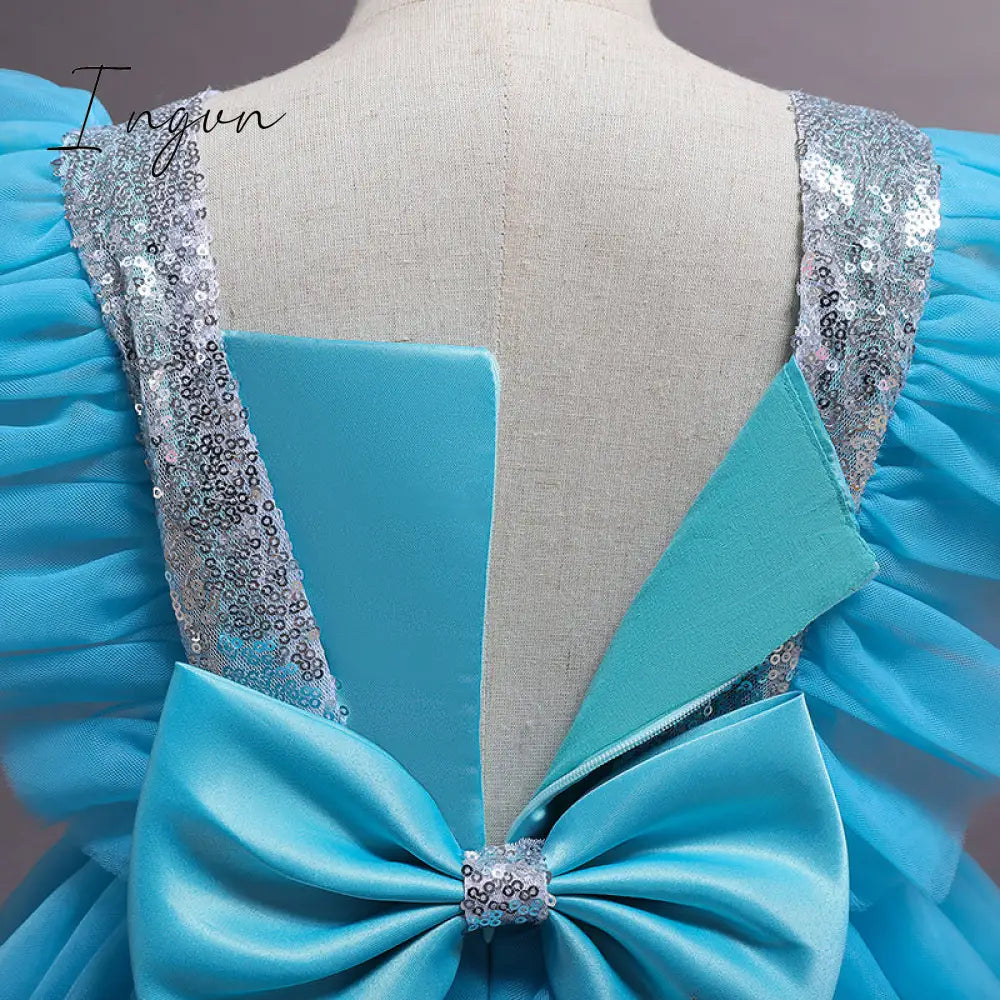 Ingvn - Girls Ruffles Princess Dress For Kids Wedding Elegant Party Tutu Prom Gown Children